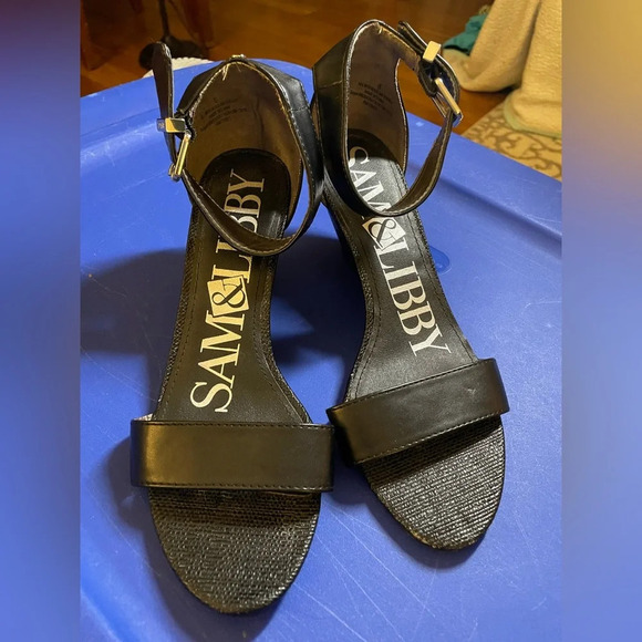 Sam & Libby black‎ wedge sandals size 8 - Picture 1 of 7